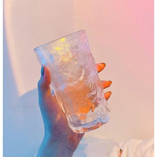 Glacier Pattern Glass Hammer Pattern Household Bark Pattern Juice Drinking Cup Restaurant Coffee Cup Transparent Cup