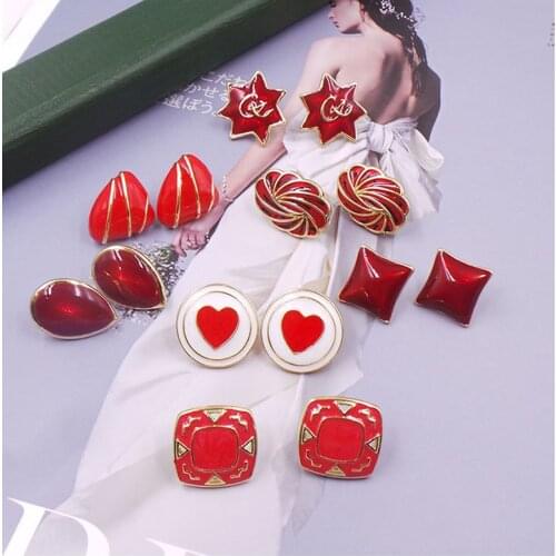 Style restoring ancient ways colored enamel earrings court personality ear clip earrings