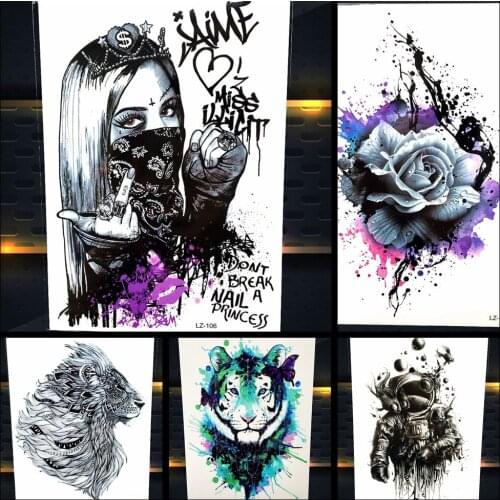 Shadow Girl Flash Temporary Tattoo Women Body ARt Arm Tatoo Sleeve 21x15CM Sexy Fake Waterproof Removable Tattoo Tiger Designs