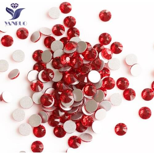 YANRUO 2058NoHF Siam Non HotFix Strass Crystal FlatBack Red Stones Apparel Sewing Fabric Rhinestone Stones For Clothes