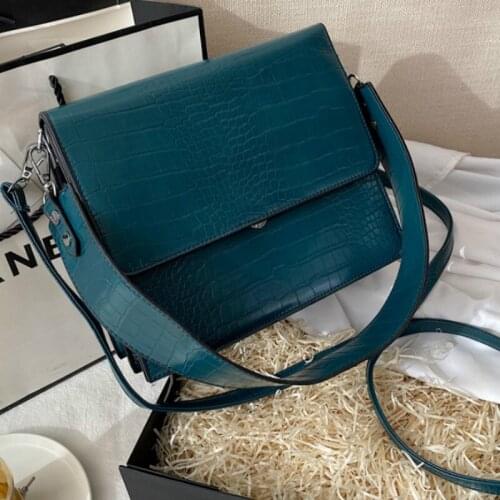 Silver Fitting Big Alligator Women Messenger Bags 2 Strap Colleage Students Handbags Party Shoulder Tote Bags 2021 New Color