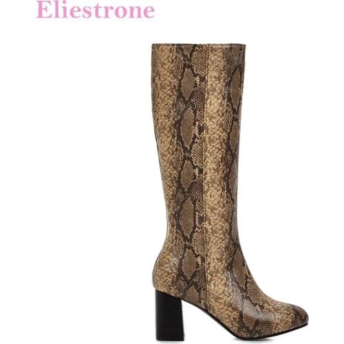 Hot Winter Brand New Sexy Brown Red Women Knee High Motorcycle Boots High Heels Lady Shoes LA254 Plus Big Size 10 43 45 48