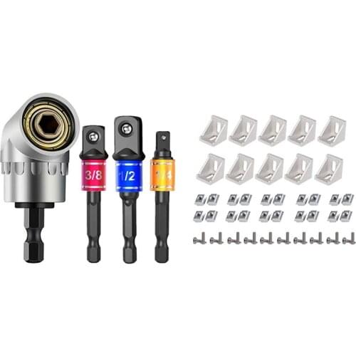 1 Set Impact Grade Power Hand Tools Driver Sockets Adapter & 50 Pcs Corner Bracket Profile Connector Set