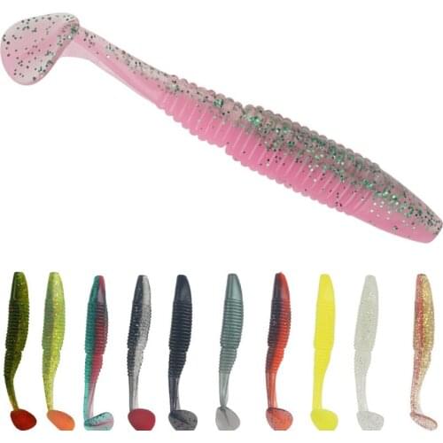 11pcs New Bait 12CM 8.4g Cheap Soft Bass Hooks Reflectives Scales Forked T-shaped Tail Fishing Lures