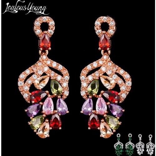 2018 Classic Green Cubic Zirconia Leaf Drop Earrings For Women Wholesale Bride Earrings Luxury Jewelry Brincos AE571