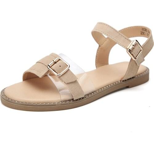 2021 Summer Suede Leather Sandals Woman Handmade Reinstone Welt Womens Sandals Sandalias Mujer Beach Sandals Ladies Flip Flops