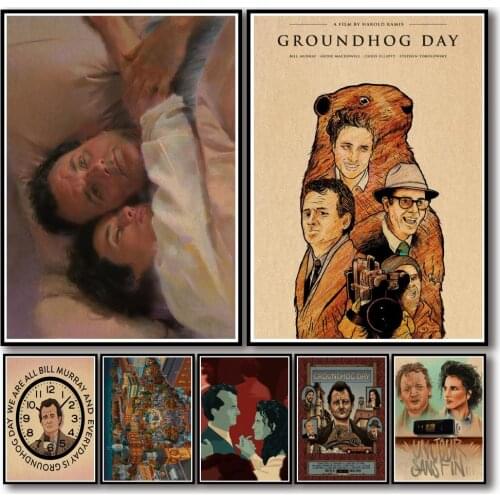 23 Designs Groundhog Day Kraftpaper Poster Artwork Homedecal Fancy Wall Sticker for Coffee House Bar