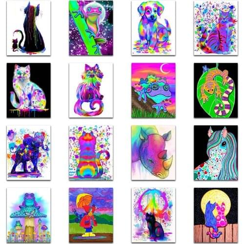5D Diamond painting Cross stitch Cartoon horse Round Diamond mosaic colorful cat Full Square Diamond embroidery animal frog dog