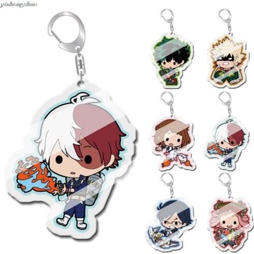 Anime My Hero Academia Keychain Todoroki Shouto Cosplay Transparent Acrylic Key Chain Cute Funny Jewelry Fans Gift