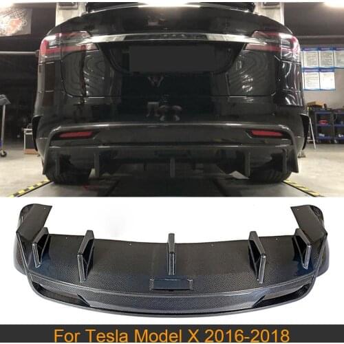 Carbon Fiber Rear Bumper Diffuser For Tesla Model X 2016 - 2018 Car Rear Bumper Diffuser Lip Spoiler Splitters
