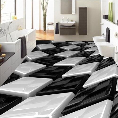 Beibehang Large custom wallpapers Mural 3D stereo black and white cubes creative floor papel de parede para quarto wall paper