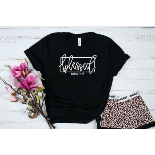 Blessed Spiritual Christian Religious shirt Harujuku Cotton Streetwear Female Clothing Graphic Short Sleeve Women O Neck Tees