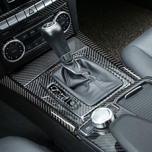 Car Carbon Fiber Center Gear Shift Panel Cigarette Lighter Cover Trim For Mercedes Benz C Class W204 2007 - 2010 2011 2012 2013