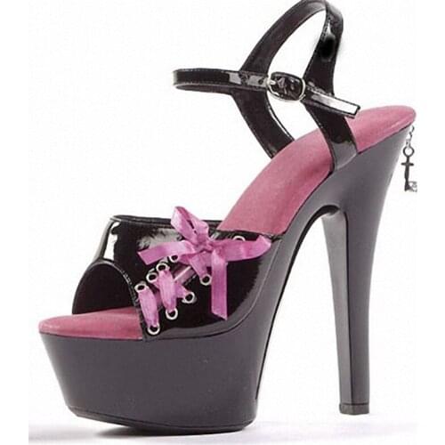 Custom-Make Patent Leather Shoes Spring and Summer Shallow Mouth Shoe High-Heeled Shoes 15CM Crystal Bow Dress Shoes Party Shoes