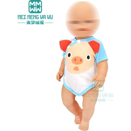Baby clothes for doll fit 43cm toy new born doll accessories Cartoon jumpsuit dress