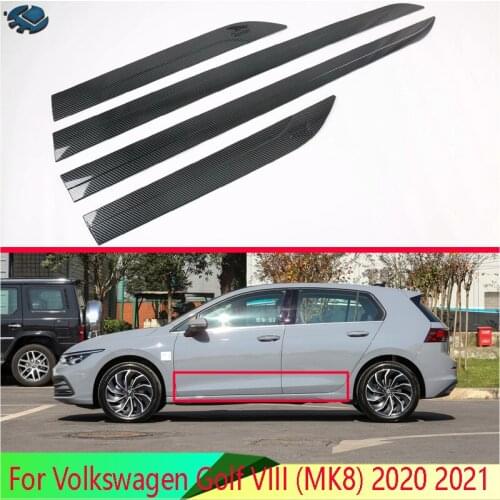 For Volkswagen Golf VIII (MK8) 2020 2021 Car Accessories Carbon Fiber Style Side Door Body Molding Moulding Trim
