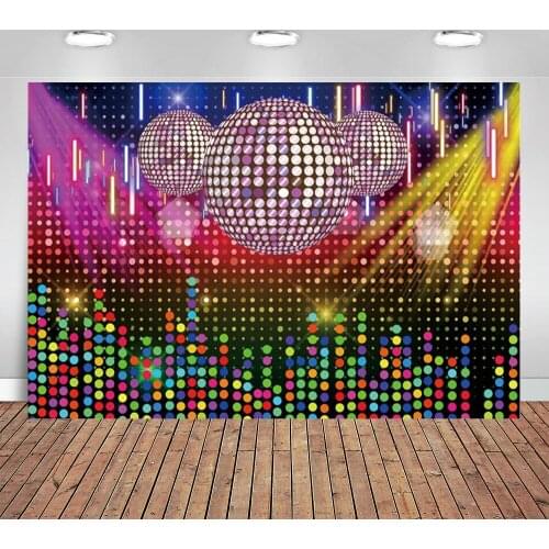 Disco Ball Backdrops for Photography Colorful Light Spots Neon Photoshoot Background Happy Birthday Party Back To 70s 80s Party