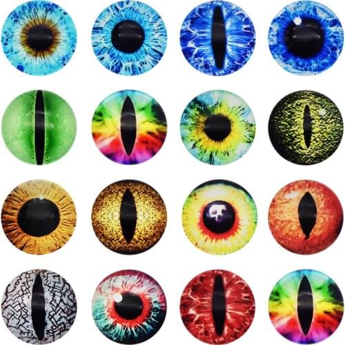 Julie Wang 6 8 10 12 15 18 20 25 30MM Round Glass Dragon Eye Cabochons Covered Flatback Cameo Craft Making Jewelry DIY Accessory