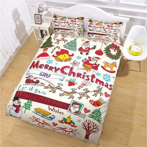 Christmas Santa Claus Duvet Cover Set Bedding Set Twin Queen King Double Quilt Cover Bedclothes Small Bell for Child Kid Adult
