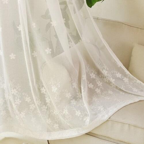Korean Beautiful Embroidered Gauze Living Room Windows and Screens Bedroom Balcony Curtains