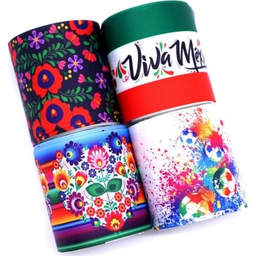 Free shipping 50 yard flower printed grosgrain ribbon 31477