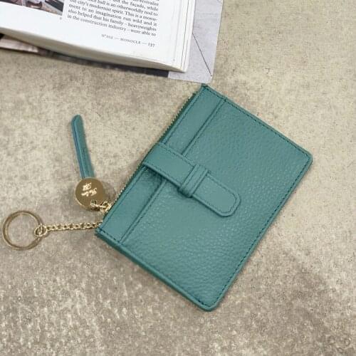 Wallet Women Genuine Leather Cute Small Credit Card Holders Luxury Design Cowhide Coin Purse Minimalist Money Bag With Key Ring