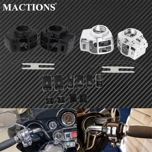 Motorcycle Handlebar Control Switch Housing Cover +Black 10PCS Switch Button Cap For Harley Touring 96-13 Street Electra Glide