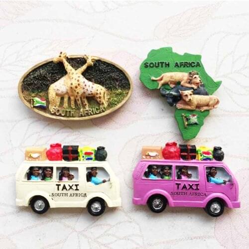 World Travel Fridge Magnet Souvenir The South Africa LionTAXI Kenya Giraffe Refrigerator Magnets Sticker Kitchen Country Crafts