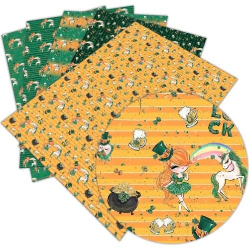 St. Patricks Day Faux Leather Sheet for Diy Crafts Bowknot Bag Bag Material 22x30 Cm