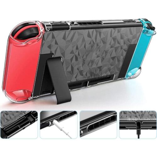 Clear Diamond Glitter Hard Case Protective Cover Bling Shell for Nintend Switch Console NS Joy-Con Crystal Front Back Protector