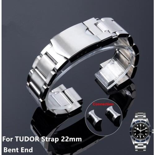 22mm Stainless Steel Watchband For Tudor Band Black Bay 79230 79730 Heritage Chrono Watch Strap Wrist Bracelet Logo On No Rivet