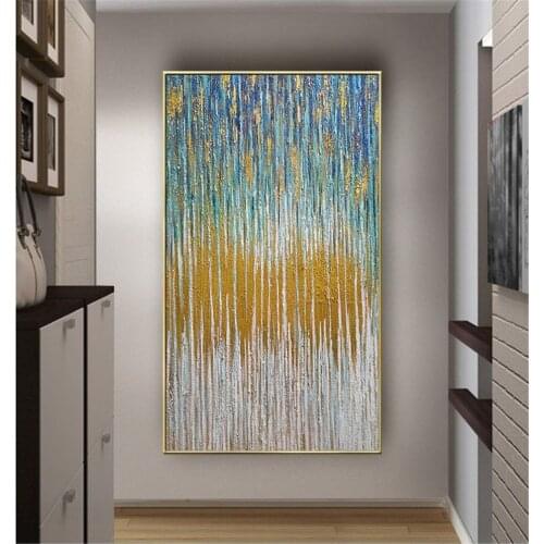 Luxury home decor oil painting hand-painted starlight bright wall painting gold leaf texture canvas painting entrance posters