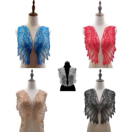 5colors Luxury Organza Embroidered lace fabric sewing DIY trim applique Ribbon collar wedding dress cloth Accessory