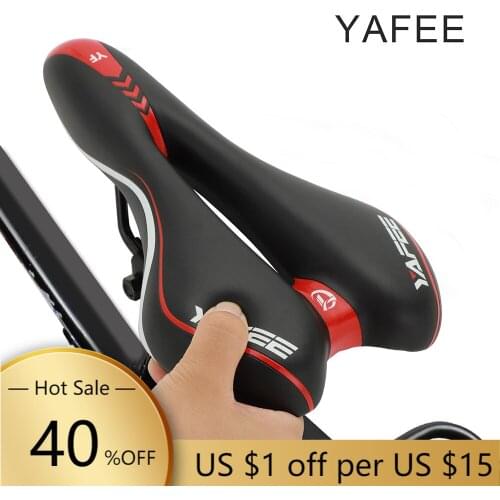 YAFEE Bicycle Saddle Cushion Hollow Breathable Mountain Road Cycling Seat Soft PU Leather Surface MTB Bike Bike Saddle for Men