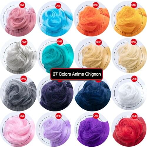 DIANQI 27 colors short curly chignon extension synthetic cosplay messy chignon donut roller bun claw clip on hairpiece for women