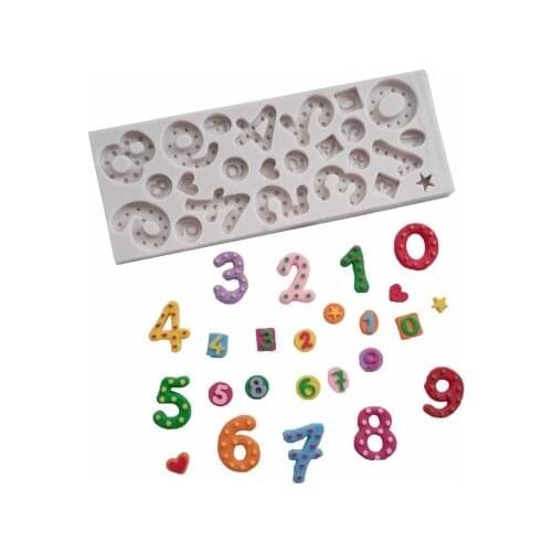 3D Number Sugar Buttons Silicone Mold Fondant Mold Cake Decorating Tools Chocolate Gumpaste Mold K268