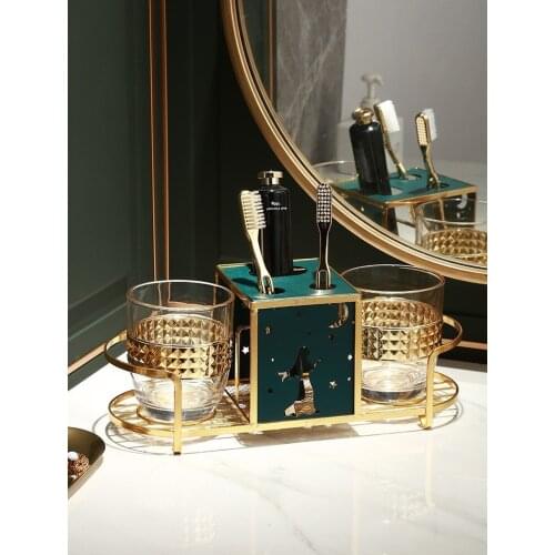 Bathroom Storage Rack Household Glass Mouthwash Cup Holder Toothbrush Toothpaste Storage Rack Bathroom Set Equipment Rack
