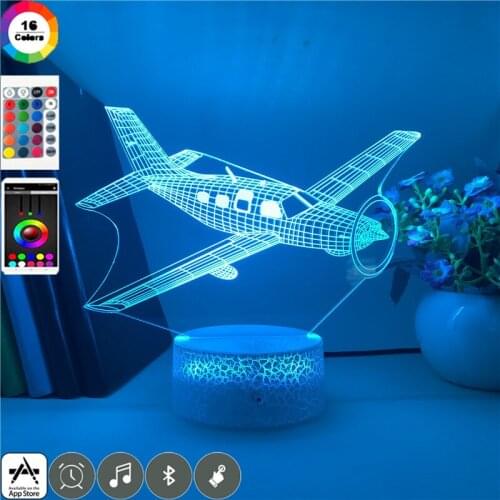 Baby Room 3D Night Light LED Table Lamp USB Nightlight Jet Aircraft Atmosphere Decor Smart Phone Control Birthday Kids Gift