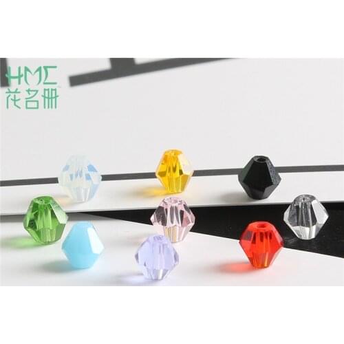 High Quality 50pcs/lot 4mm Mixed Color Crystal Bicone Faceted Round Glass Beads for Jewelry Making Sewing Clothing Accessories