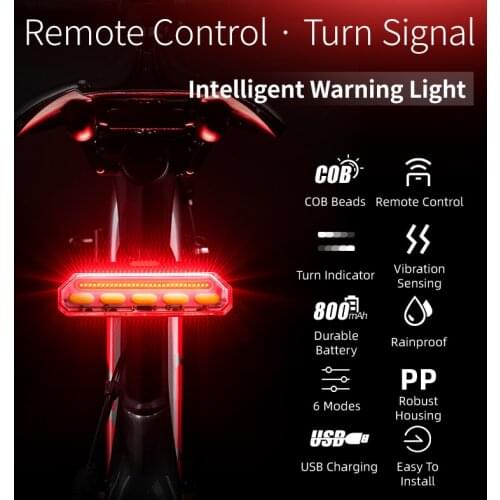 ROCKBROS Rear Bicycle Light Cycling Lamp luz bicicleta Wireless Remote Control Tail Light MTB Safety Flashlight Bike Accessories