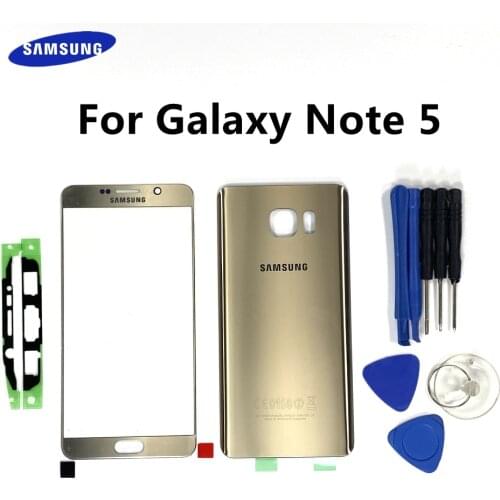 NOTE5 Back Cover Battery Door + Front Screen Glass Lens Outer Touch Panel Parts For SAMSUNG Galaxy Note 5 N920 N920F N920A N920C
