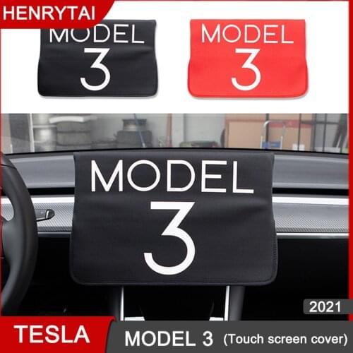 For Tesla Model 3 2021 Model Y Navigation Screen Sunshade Protector Dust Cover Sliding Sleeve Waterproof Fabric With LOG Sleeve