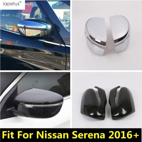 Lapetus Rearview Mirror Protective Kit Cover Trim ABS Chrome / Carbon Fiber Look Exterior Fit For Nissan Serena 2016 - 2020