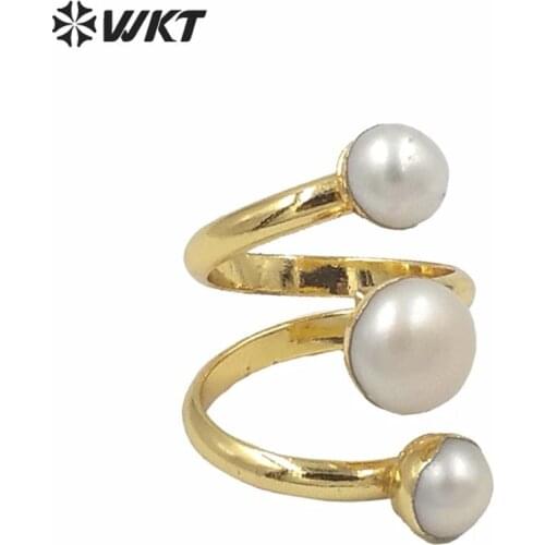 WT-R311 Fashion Design New freshwater Pearl Ring adjustable Rings Elegant oval shape White Jewelry for Women Jewelry