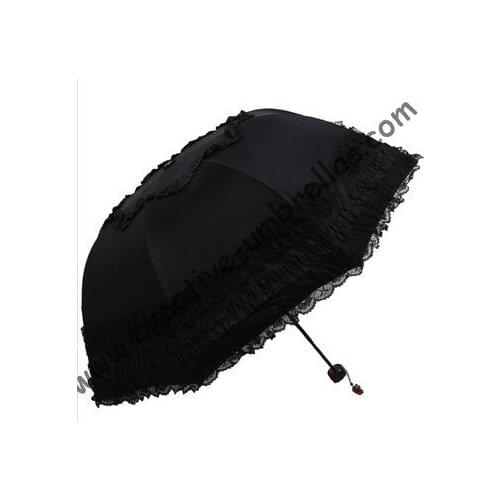 Princess umbrellas,100%sunscreen,UPF>50+,ladies'parasol,8k ribs,black silver coating,pocket parasol,UV protecting,lacing,korea