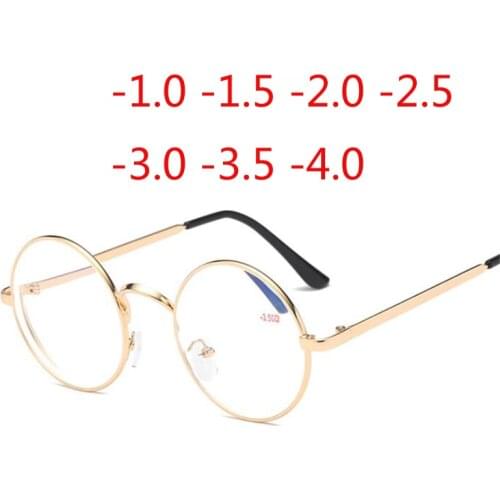 -1.0 -1.5 -2.0 -2.5 To -4.0 Finished Myopia Glasses For Women Men Anti Blue Llight Short-sight Eyewear Round Myopia Glasses