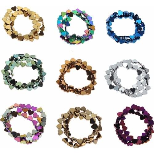 18colors 6/8mm Natural Stone Bright Matt Hematite Beads Heart shape beads for DIY Necklace Bracelet Jewelry Making Accessories