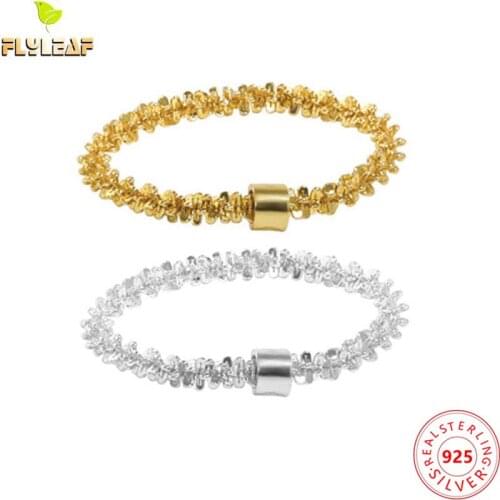 18k Gold Gypsophila Cauliflower Chain Rings For Women 925 Sterling Silver Simple Style Female Girl Gift Fashion Jewelry 2021 New