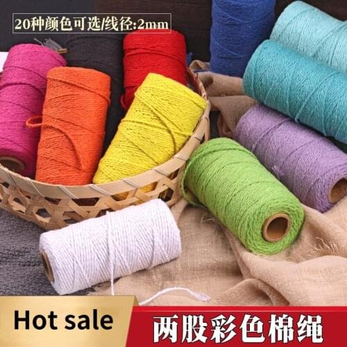 2 Pieces/order【2mm Color Cotton Rope】100 Yardss/pieces Packing A Variety of Color Cotton Threads Diy Cotton Cords Rope