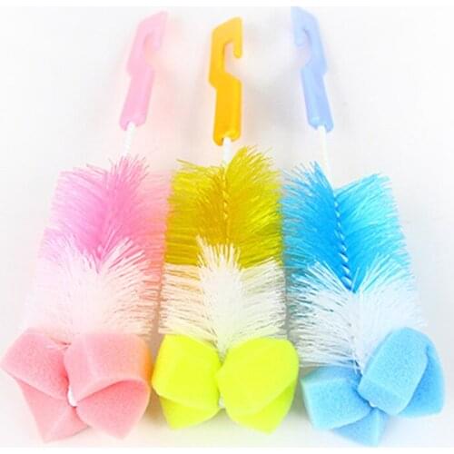 2 in 1 Baby Nipple Milk Bottle Cup 360 Degree Sponge Cleaner + Pacifier Brush Tool Sponge Cleaning Kit